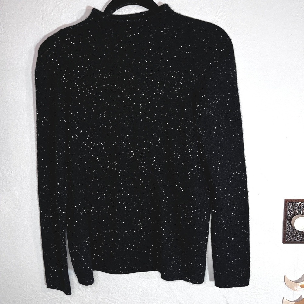 Charter Club Luxury Cashmere Mock‎ Neck Sweater Petite Black Roll Neck Old Money - Picture 2 of 8